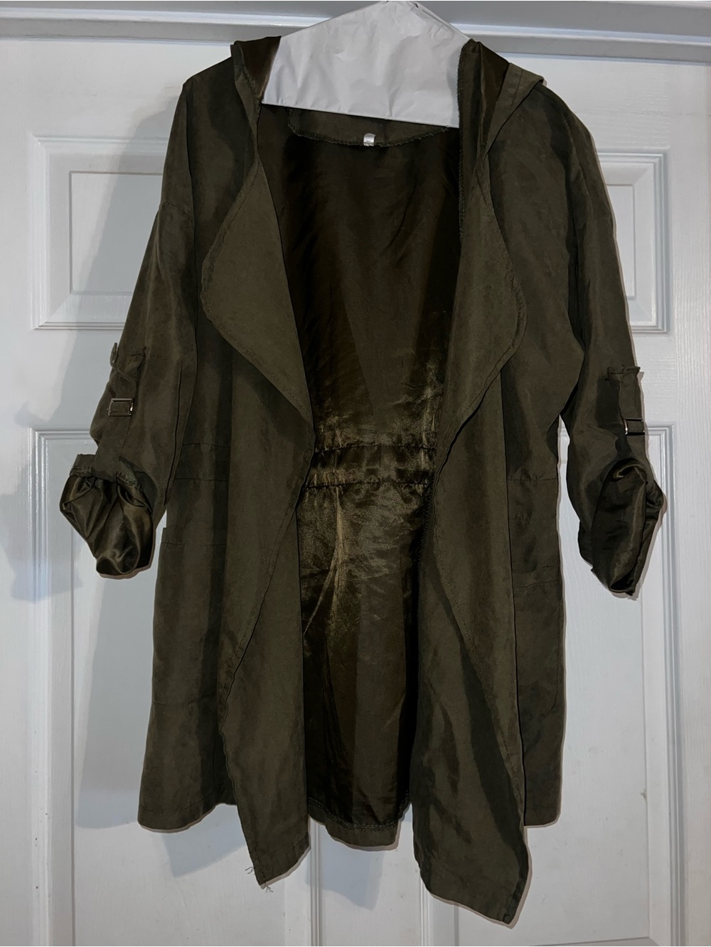 Olive Green Hooded Drape Jacket